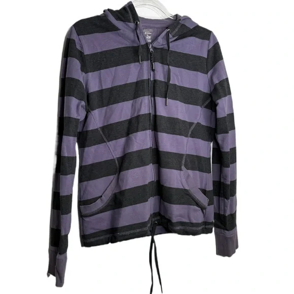 Calvin Klein Performance Quick Dry Striped Purple and Dark Grey Zip Hoodie XL - Picture 12 of 12